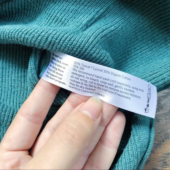 Eileen Fisher • Slouchy Cardigan sweater open teal Tencel silk organic cotton - Picture 7 of 9